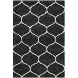 Image de Tapis d'intérieur hirsute tissé à la puissance, collection Hudson Shag, SGH280, en gris foncé & ivoire, 183 x 274 cm par Safavieh Gris Foncé & Ivoire