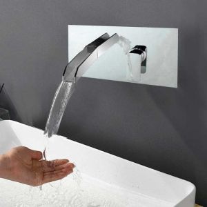 Robinet cascade LED Mitigeur murale pour lavabo ou baignoire lumineux chromé