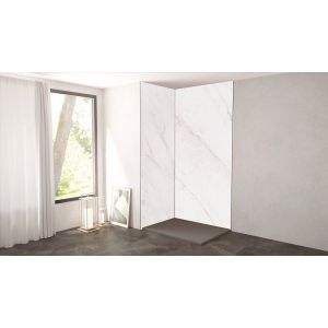 Pack complet de montage panneaux muraux Marbre Gris 120 cm - Profil&eacute; noir inclus