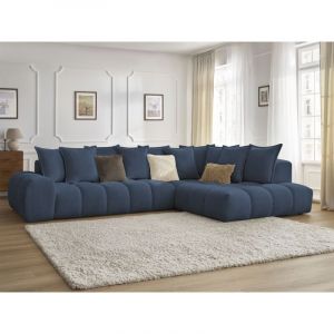 Bobochic Canapé d'angle fixe Canapé d'angle fixe everest tissu chiné Angle droit Bleu foncé - Bleu foncé