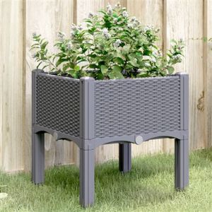 VidaXL Jardinière avec Pieds, Lit Surélevé, Bac à Fleurs, Pot de Plantes Jardin Patio Terrasse Arrière-cour Extérieur, Gris 40x40x42 cm PP