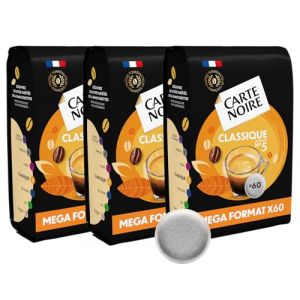Carte Noire Caf&eacute; en Dosettes Souples Classique N&deg;5 &ndash; Pur Arabica - 3 Paquets de 60 Dosettes &ndash; Compatibles Senseo (180 dosettes)