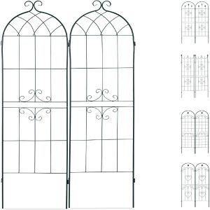 Treillis clôture plante grimpante arc jardin fer set de 2 vert 13_0002896_5