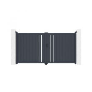 Casanoov - Pack portail battant 300x140cm giona + 2 poteaux eifel H.166cm Gris