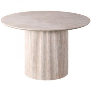 LAGOS - 120 - Table à manger ronde couleur travertin 120 cm