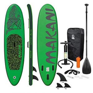 ECD Germany Sup Board Stand Up Paddle Surf Gonflable Makani | 320 x 82 x 15 cm | Charge 150kg | PVC | Vert | Planc de Surf avec Pagaie Sac de Transport Pompe à Air et Accessoires | Paddling Surfing