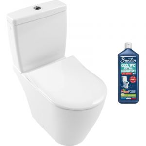 Image de Villeroy & Boch Wc à poser compact sans bride Avento avec abattant, Avec nettoyant