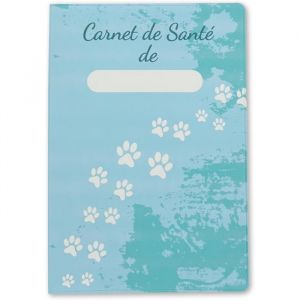 Nemau - Protège Carnet de Santé pour Chats, Chiens et Autres Animaux Domestiques - Matière Gomme Expansée - Fabriqué en France - Durable et Résistant - Modèle Empreinte Bleue