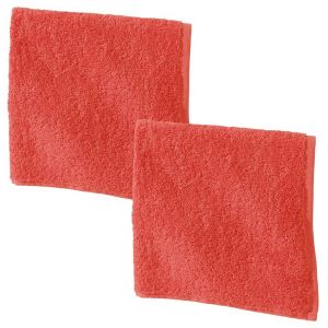 Lot de 2 essuie-mains carré - orange corail
