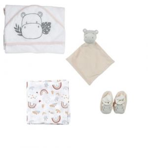 Coffret Naissance 4 Pièces "Hippo" 0-3 Mois Naturel