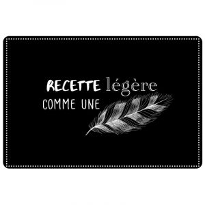 DECORLINE CDaffaires Set de table 28.5 x 43.5 cm pvc imprime cuisine plume Noir