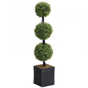 Plante artificiel buis 3 boules avec pot - H. 90 x D. 18 cm -PILANA