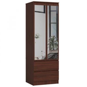 Armoire Akord S60 avec miroir Weng&eacute; 60 cm 2 portes 2 tiroirs fa&ccedil;ade Weng&eacute; 1 &eacute;tag&egrave;re 60x51x180 cm