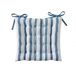 Image de Galette de chaise r&eacute;versible bleu orage 40x40 en coton