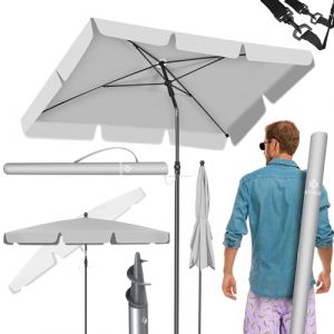 Kesser - Parasol rectangulaire avec housse 2en1 et sac de transport Parasol de terrasse Parapluie 200 × 125cm pour balcon, jardin et terrasse Gris