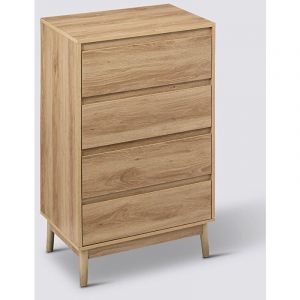 Pegane Commode, meuble de rangement avec 4 tiroirs coloris beige - Longueur 60 x Profondeur 40 x Hauteur 107,3 cm -