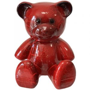 Statue en céramique ourson rouge 23 cm