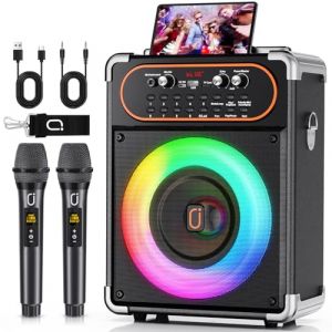Machine Karaoke Portable S68 avec 2 Micros sans Fil et Lumières LED - Système PA Complet