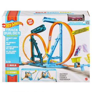 Image de Hot W els Track Builder Unlimited Infinity Loop Kit with Adjustable Set Ups & J p That Flips Into Catch Cup for Kids 6 to 12 Years Old with One 1:64 Scale Hot W els Vehicle