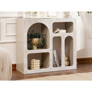 Console avec 5 niches - Effet marbre gris - LUELA