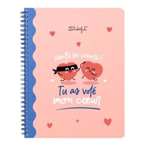 Mr. Wonderful Cahier A5 - Hauts les coeurs ! Tu as volé mon coeur - Avec 100 pages lignées - Inclus 3 feuilles d'autocollants