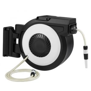 Enrouleur de Tuyau d'Arrosage R&eacute;tractable Mural 30m COSTWAY-Support Pivotant &agrave; 180&deg;-Diam&egrave;tre 15mm-Kit Complet-Buse de Pulv&eacute;risation