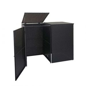 Enveloppement pour 2 poubelles HWC E25, box pour poubelles, rev&ecirc;tement, polyrotin 2x120l noir