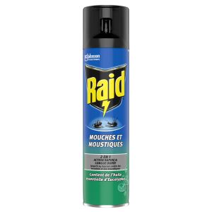 Image de Raid Anti-insecte Mouches Et Moustiques 2en1 Action Rapide Et Longue Durée Aux Huiles Essentielles D'eucalyptus - Le Spray De 400ml