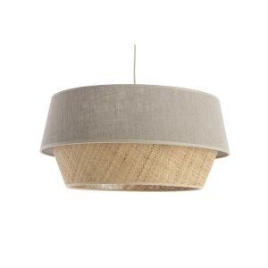 Miliboo Suspension design bi-matière lin naturel et rabane SENSA