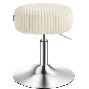 Image de VASAGLE Tabouret de Maquillage, R&eacute;glable en Hauteur, Pivotant &agrave; 360 Degr&eacute;s, en Velours C&ocirc;tel&eacute;, Coussin &Eacute;pais, Tabouret de Coiffeuse, pour Chambre,
