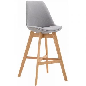 Décoshop26 Tabouret de bar chaise haute design scandinave moderne en tissu gris clair TDB10379