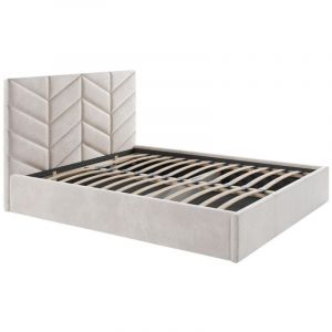 Lit coffre 180 x 200 cm - Tissu texturé - Crème - justani