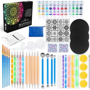 Happy Goods Mandala Dotting Tools - Nail Art Brushes - 74 piece - Dot Painting - Craft kit - Nailart - Templates for Adults