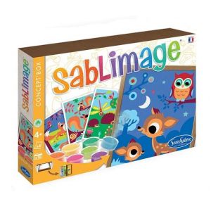 Sentosphère Concept Box sablimage Animaux de la Foret - 4 Tableaux a sabler, 16 Couleurs - Coffret Loisirs creatifs - Garcon, Fille 4 Ans+