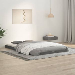 Image de VidaXL Cadre de lit Gris 120x190 cm Bois pin massif Petit Double