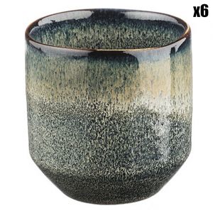6 Tasses Genesis bleu/gris kaki - 15 cl