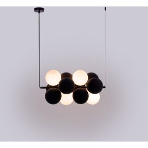Barcelona led Suspension acoustique horizontale "DRAC" - 4 globes lumineux et 8 globes absorbants