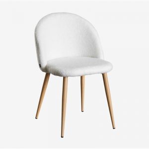 Pack de 4 chaises de salle à manger en Borreguito Kana SKLUM Bois Naturel Blanc Ivoire