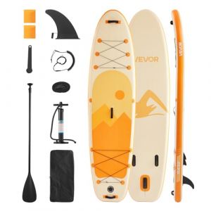VEVOR Paddle Gonflable, 323 cm, Planche &agrave; pagaie Debout Sup, Ultra-l&eacute;g&egrave;re, avec Accessoires de Pompe, pagaie, aileron, Sac &agrave; Dos, Laisse de Cheville, Sangle, Pont antid&eacute;rapant pour Jeunes et Adultes