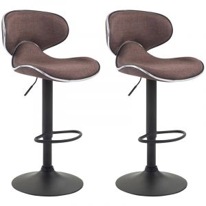 CLP Lot de 2 tabourets de bar Las Vegas V2 tissu, Marron-Noir