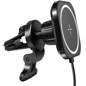 Logilink PA0329 Support magnétique pour Smartphone de Voiture avec Chargement sans Fil à Haute Vitesse avec Protection Contre Les surtensions