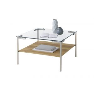MCA Furniture Table basse avec plateau en verre - Max. 20 kg - 65 x 65 x 46 cm