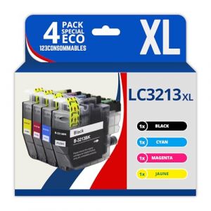 123CONSOMMABLES - LC3213 LC3211 - Cartouches d'encre Compatible pour Brother LC3213 DCP-J572DW MFC-J497DW MFC-J491DW MFC-J895DW DCP-J774DW DCP-J772DW MFC-J890DW (3 Noir / 3 Cyan / 3 Magenta / 3 Jaune)