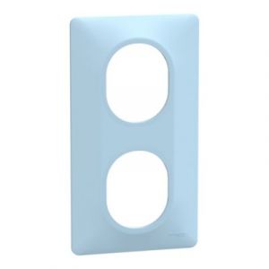 Schneider Electric Plaque de finition 2 postes Ovalis S320724C coloris bleu azurin l.87 x P.10 x H.158 mm