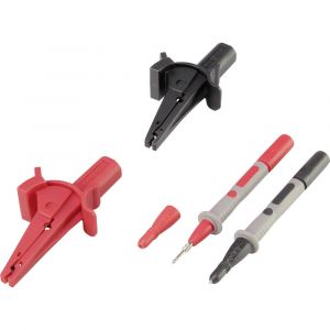 Voltcraft Jeu de pinces crocodiles VC-8097030 femelle 4 mm CAT III 1000 V, CAT IV 600 V noir, rouge 1 set