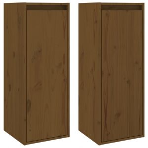 VidaXL Armoires murales 2pcs Marron miel 30x30x80cm Bois de pin massif