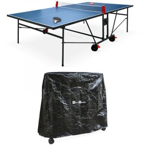 Alice's Garden - Table de ping Pong Indoor Bleue. avec 2 Raquettes et 3 balles. Utilisation intérieure + Housse en PVC