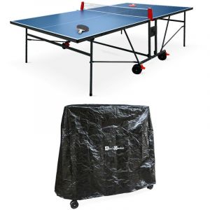 Image de Alice's Garden - Table de ping Pong Indoor Bleue. avec 2 Raquettes et 3 balles. Utilisation intérieure + Housse en PVC