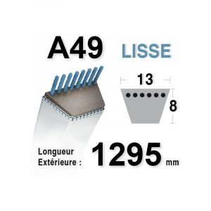 Universel Courroie lisse trap&eacute;zo&iuml;dale s&eacute;rie A (section 13 x 8 mm) - Longueur ext : 1300 mm