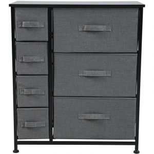 Svita - ari étagère en métal avec tiroirs en tissu meuble de rangement buffet noir/gris